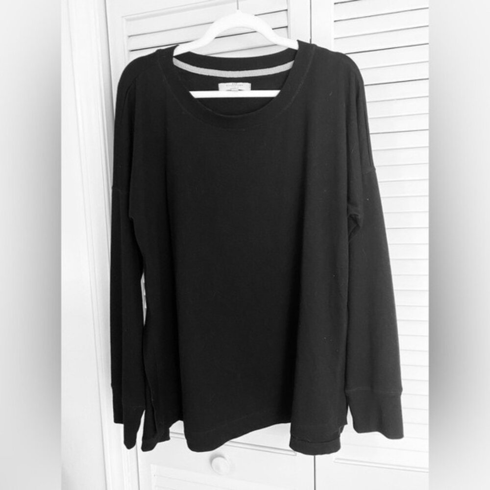 New Directions Studio Women's Black Long Sleeve Side Slit Knit Top Size XL